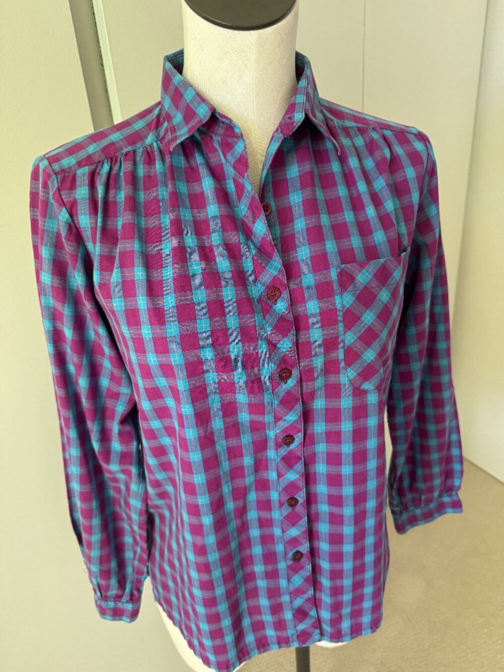 Vintage 80s Preppy Plaid Button Down - S - Picture 3 of 10